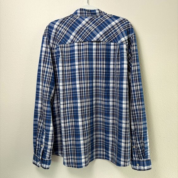 LL Bean Button Up Shirt Mens XL Blue Plaid Mesh Fishing Shirt Outdoors 509459 - Picture 4 of 12